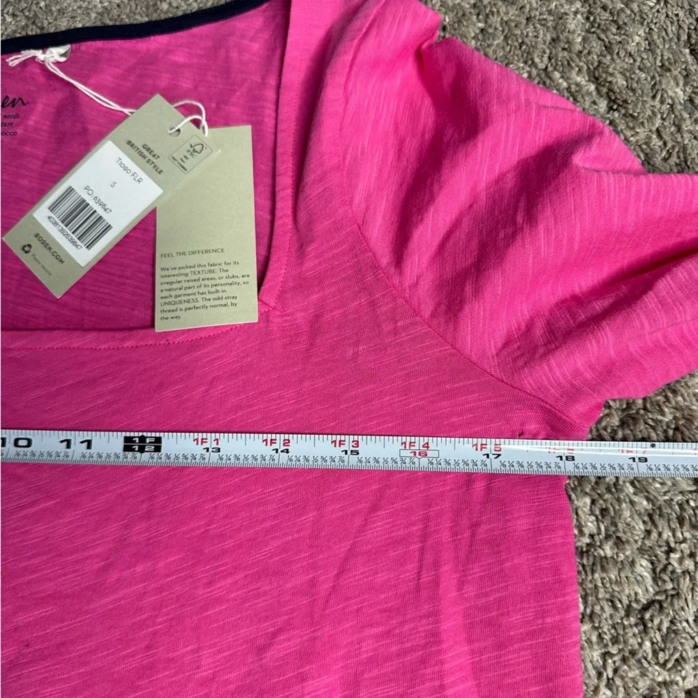 Boden hot pink long-sleeve top Small square neckline new casual Barbiecore bold - Picture 4 of 7